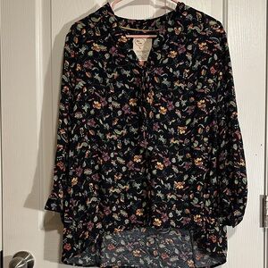 Anthropologie Black Floral Blouse
